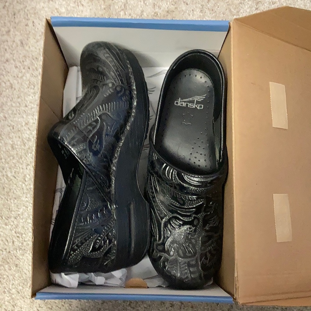 Dansko Professional Black Tooled Leather Clog